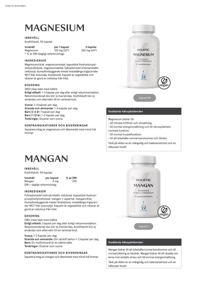 Holistic, Magnesium 120 mg, 90 kapslar