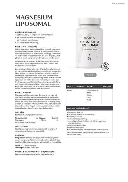 Holistic, Magnesium liposomal 60 kapslar