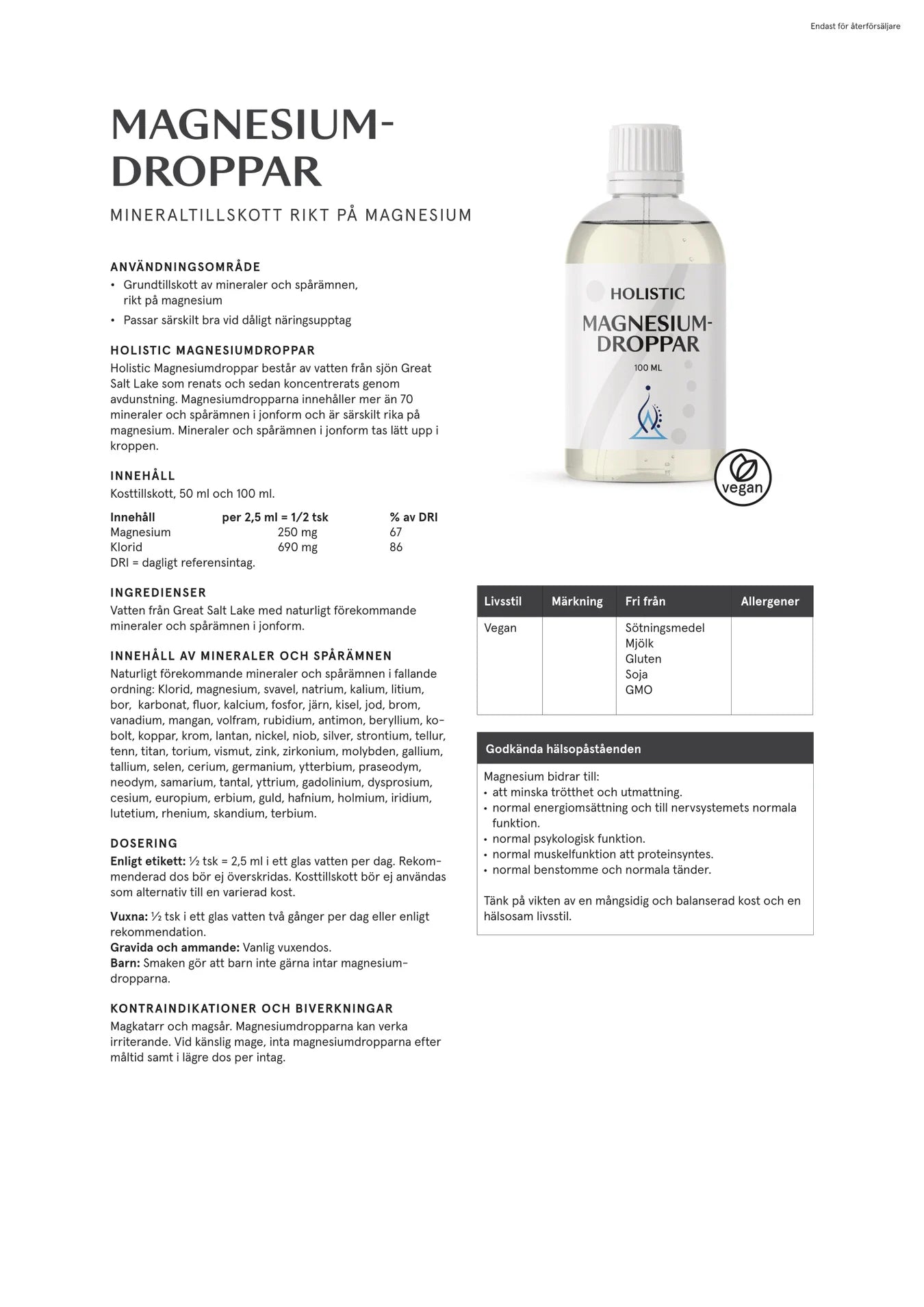 Magnesiumdroppar, 100 ml, Holistic