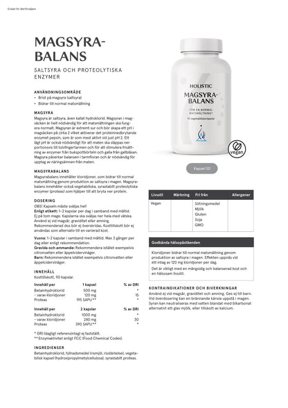 Holistic, Magsyrabalans, 90 kapslar