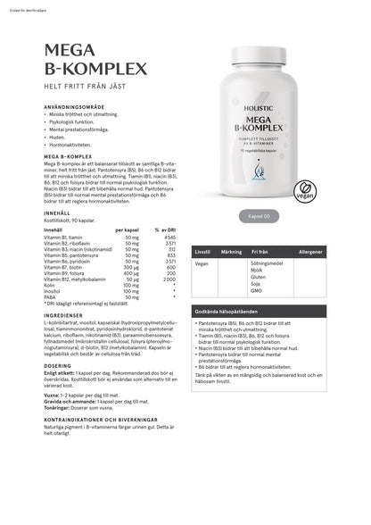 Holistic, Mega B-komplex, 90 kapslar