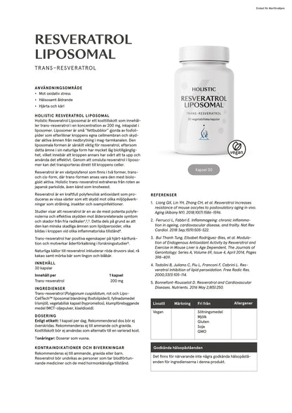 Holistic, Resveratrol liposomal, 30 kapslar